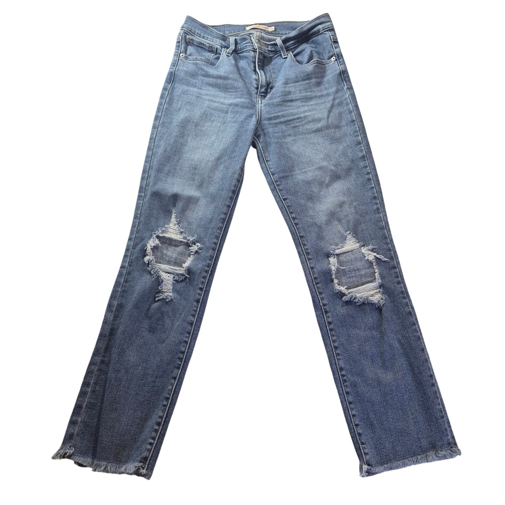 Levis 724 High Rise Straight Womens 26 Distressed Grunge Streetwear Boho Retro